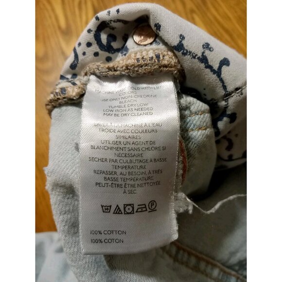 WE THE FREE Jeans Womens 24 BLUE Preowned Summer Denim DISTRESSED FLARED FLARE ? - Picture 12 of 16